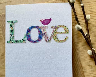 Love Card - Blank inside for your message, wife or girlfriend, daughter or friend a card to send love.  5"-7"