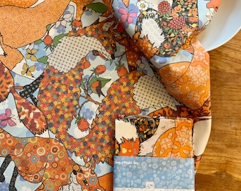 Fox tea towel, a pretty printed 100% cotton kitchen towel to gift or keep.