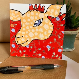 Großes rotes Schaf Grußkarte - Süßes und Buntes Schaf Kopf & Körper Design - Perfekt für Tierliebhaber und besondere Anlässe
