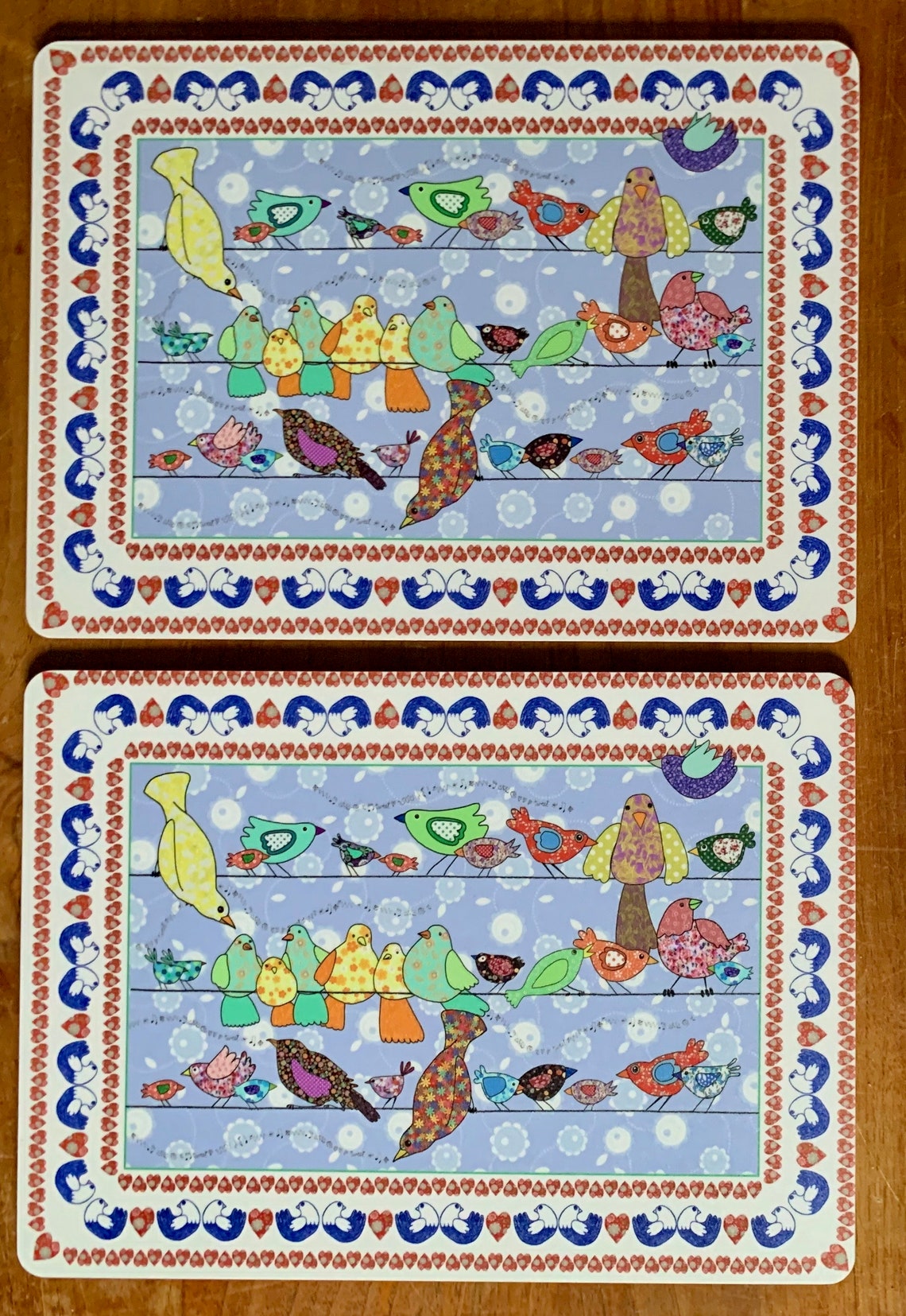 Placemats Bird table mats with cork base for the table Set Etsy