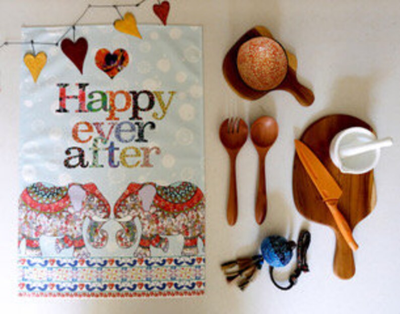 Elephant Kitchen Towel Printed Elephant Tea Towel 'happy Etsy