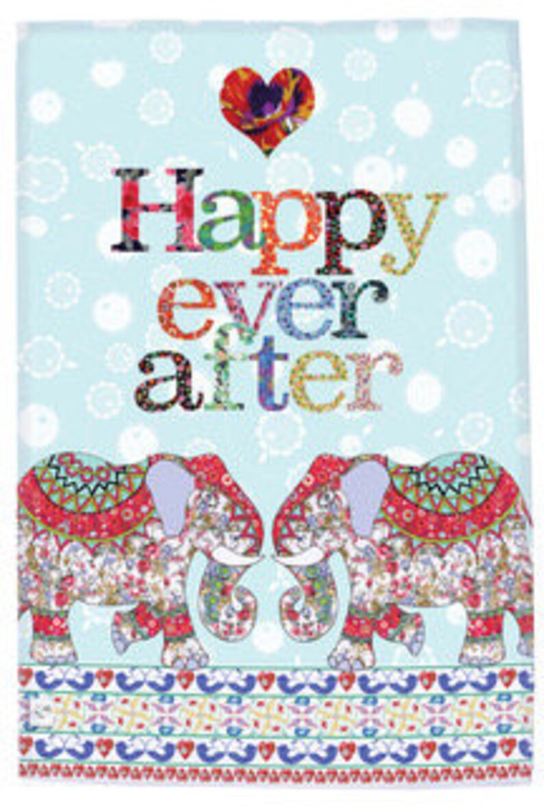 Elephant Kitchen Towel Printed Elephant Tea Towel 'happy Etsy