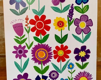 Floral Art Card: A5 Bohemian Flower Greetings Card