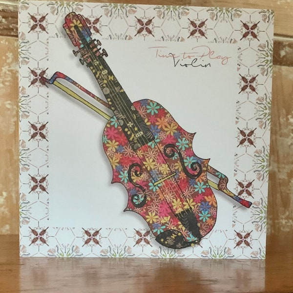 Violinkarte mit Slogan 'Time to play Violin' - Quadratische Karte 15 cm