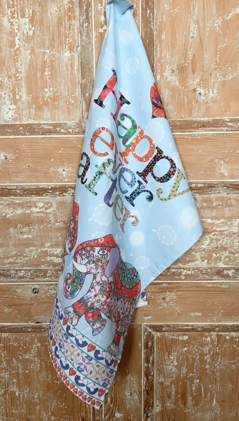 Elephant Kitchen Towel Printed Elephant Tea Towel 'happy Etsy Australia