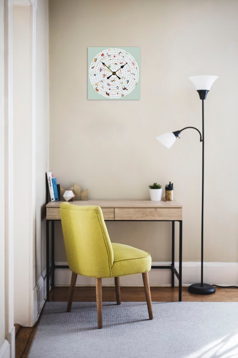 Animal Collective Nouns CLOCK 12 Drawn and Designed by Etsy