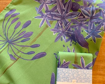 Agapanthus Flower Kitchen Towel: Large Blue Floral 100% Cotton