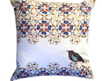 BIRD CUSHION COVER | Songbirds Throw Pillow Case - Home Decor for your  Decorative Eclectic house. Made in the England | 44cm/17"sq