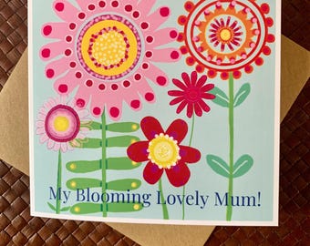 Florale Muttertagskarte: Blooming Mum Slogan