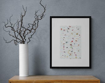 Animal Collective Nouns Art Print: Educational Kid's Room Decor