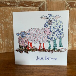 Schaf Grußkarte - innen blanko mit Spruch 'Just for Ewe'