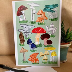 Pilz-Grußkarte Große A5 Kunstkarte Geburtstagskarte, Karte für jeden Anlass, Dankeskarte, Boho-Freundeskarte, Pilzkarte