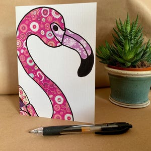 Flamingo Grußkarte - Einzigartiges Design auf Vorder- und Rückseite - perfekt für Tierliebhaber und besondere Anlässe