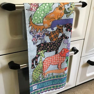 Dog kitchen towel, colorful hand illustrated tea towel, gift for dog lovers by MollyMac image 7