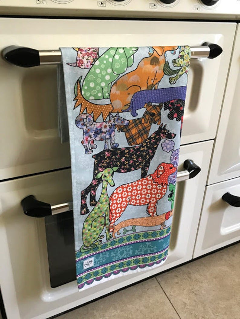 Dog kitchen towel, colorful hand illustrated tea towel, gift for dog lovers by MollyMac image 7