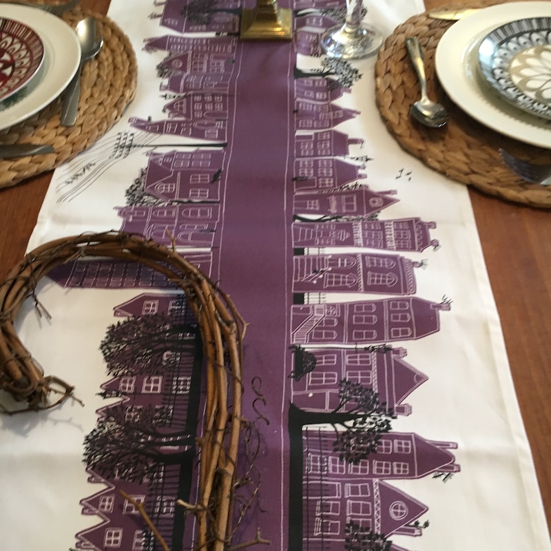 Purple - Applique Cut Work Table Runner with Table Mat Set 39
