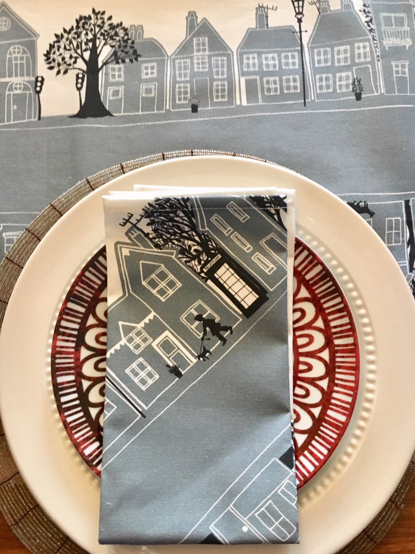 Grey - Running Stitch Table Napkin (Set of 4) 07
