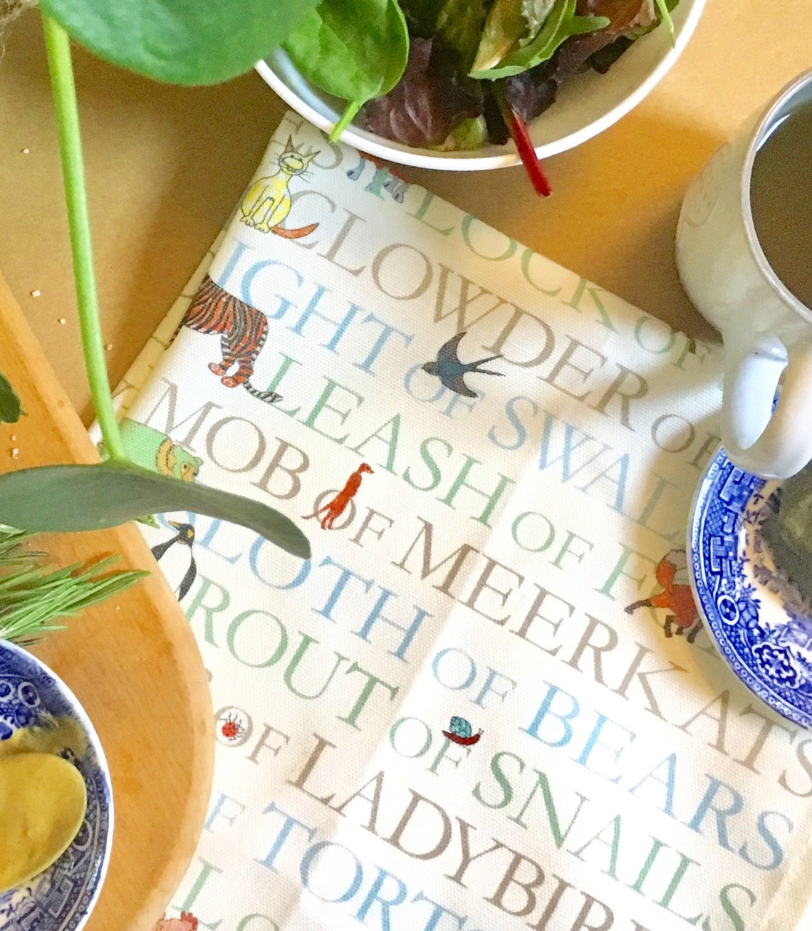 Collective nouns animal tea towel funny printed kitchen towel Etsy