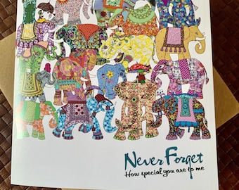 Elephant Greetings Card: Illustrated Birthday, Love, Thank You Card