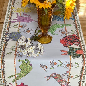 Hare table runner. Cotton printed table decoration to give you brilliant table decoration in moments.