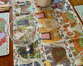 Indian Elephant Table Runner - Colorful - bohemian wedding present.