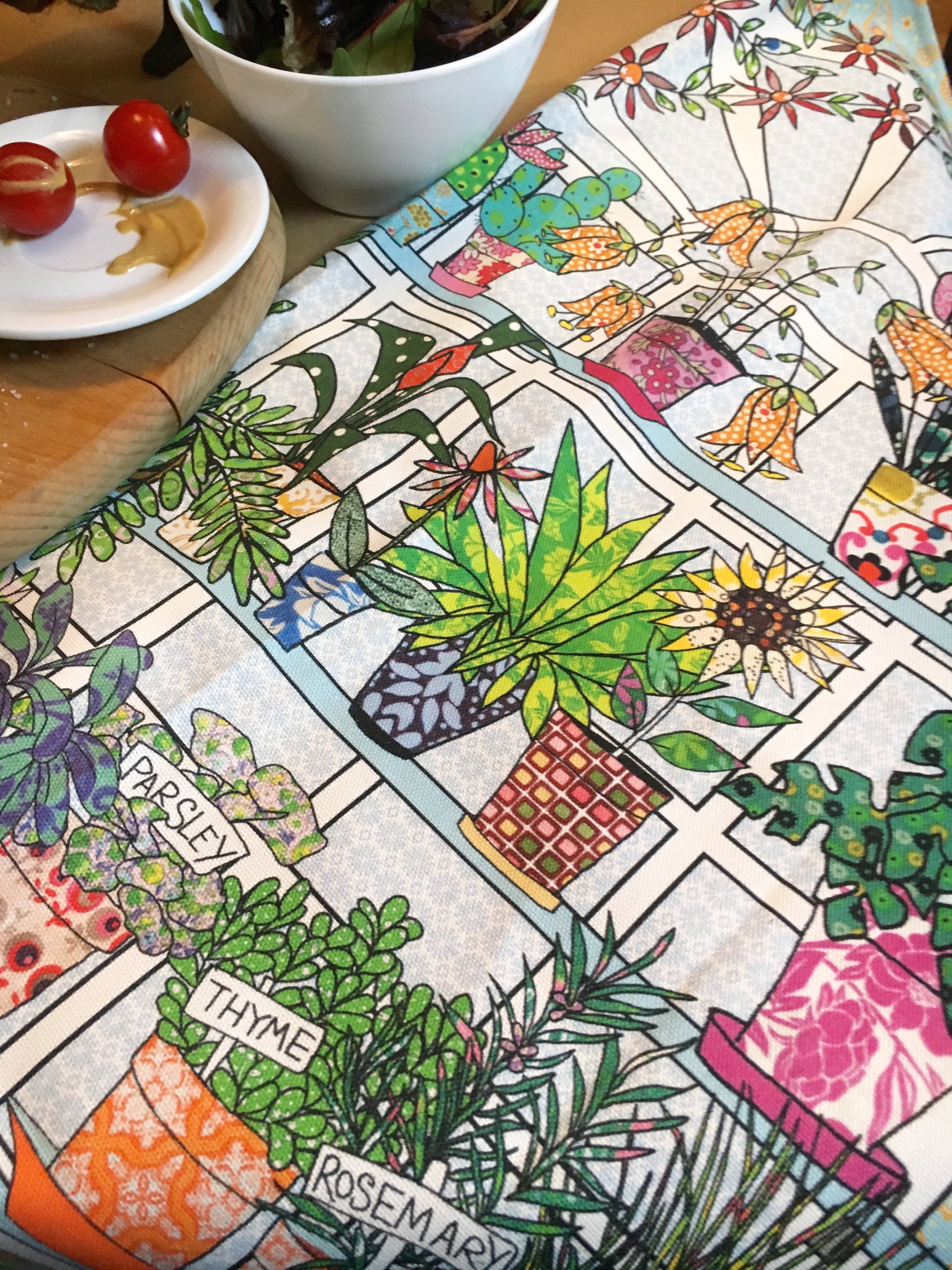 Printed tea towel cotton kitchen towel with plant Etsy