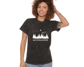 Retro Michigander Tee, Michigander Tee, Michigan Mineral Wash Tee, Retro Tee, Unisex Mineral Wash T-Shirt