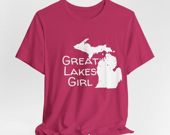 Great Lakes Girl, Great Lakes Tee, Michigan Tee, Cute Michigan Tee, Cute Great Lakes Tee, Unisex Jersey Short Sleeve Tee