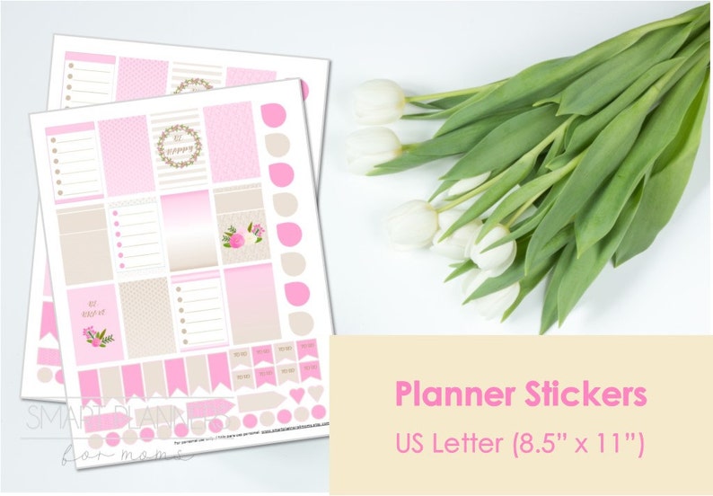 Planner Stickers printable pink and US colors. Dallas Mall Letter Washington Mall cream Si