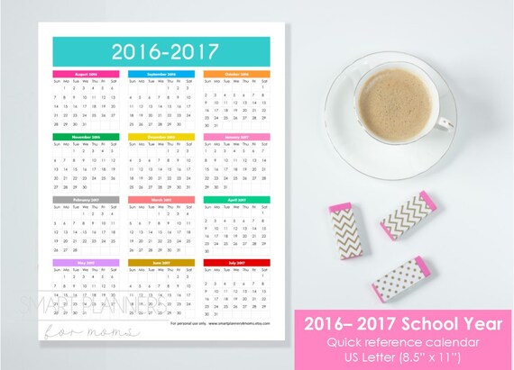 printable school year 2016