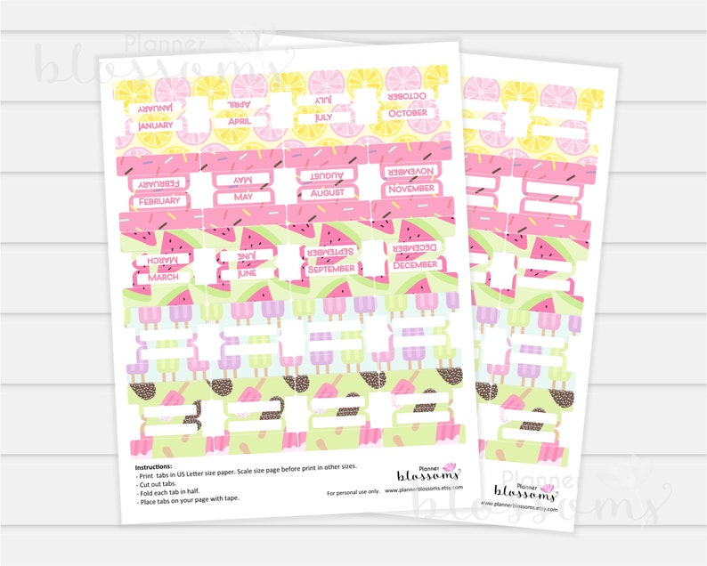 Monthly Divider Tabs Pink and Yellow. Divider Tabs Printable. Etsy