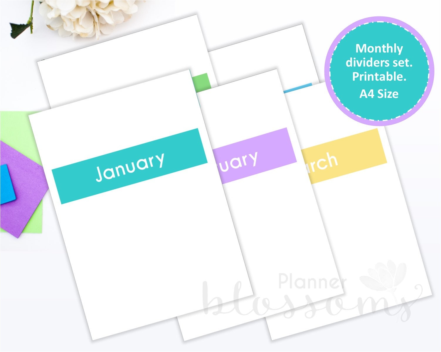 Monthly Divider Pages printable file. A4 Size can be printed Etsy