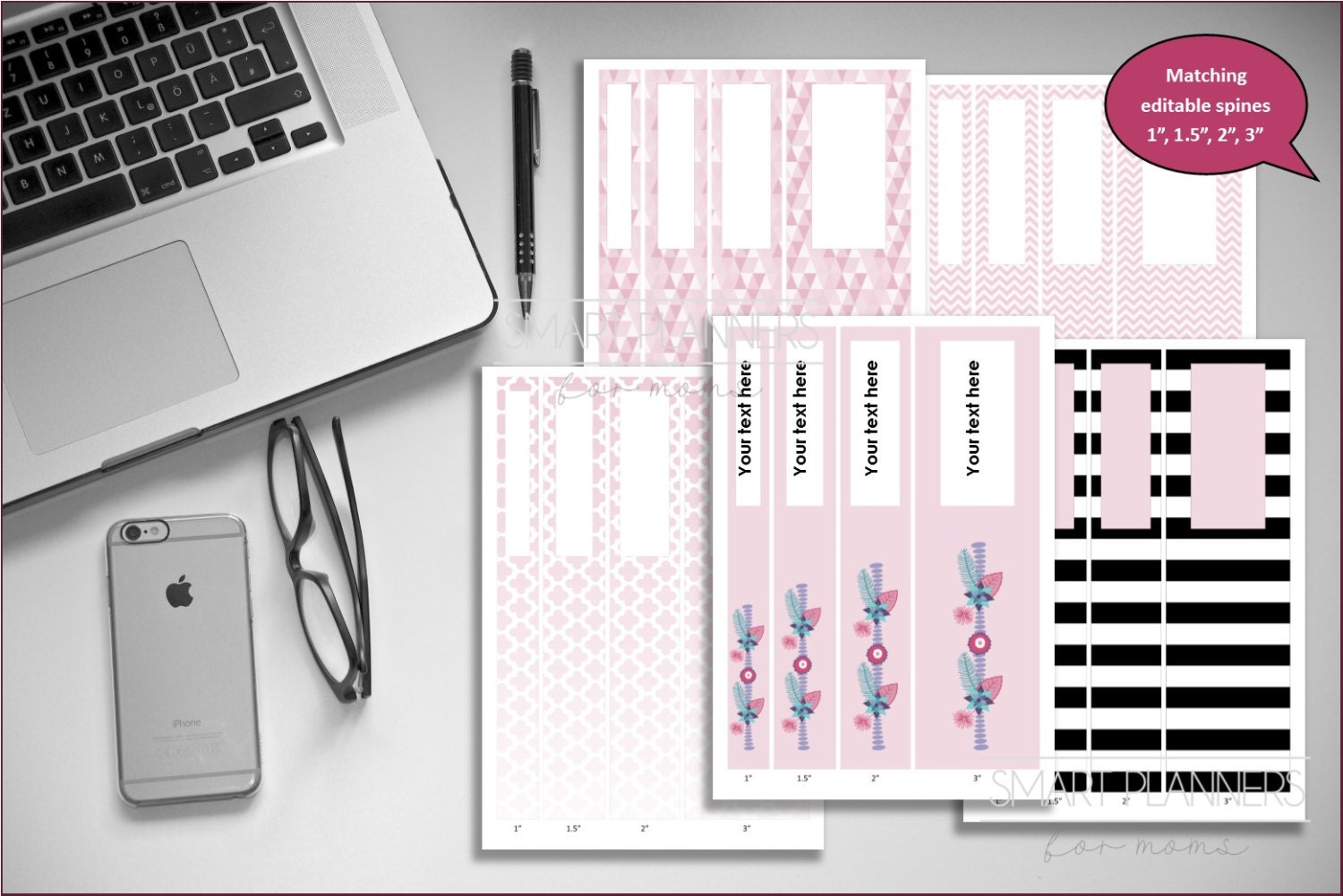 Planner cover pack editable printable 5 designs. Custom | Etsy