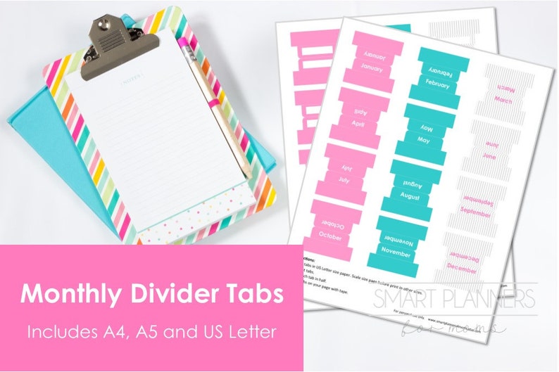 Monthly Divider Tabs Printable. Blank Divider Tabs Included. - Etsy