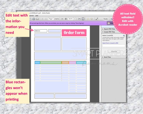 editable and printable blank order form planner insert or for binder us letter size etsy seller form tracking template instant download blank order form printable