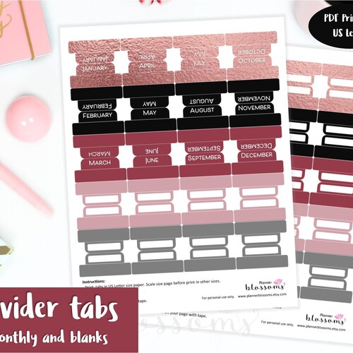 Editable Divider Tabs Blank Printable DIY Black - Etsy