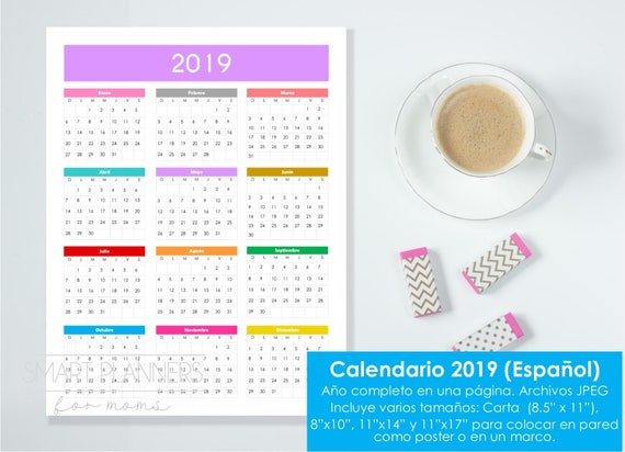calendario 2019 para imprimir tamaños carta etsy almanaques 2019 para imprimir