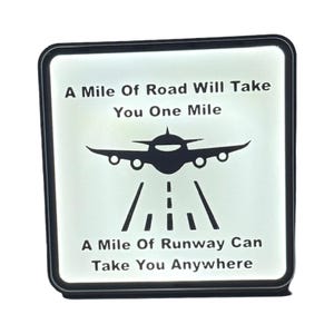 Aviation Light Box – USB-C LED Sign – “A Mile of Runway” Quote – Pilot Gift, Airplane Decor, Aviation Enthusiast Lamp