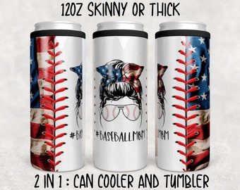 American Baseball Mom Skinny Can Cooler, Cozie, Tumbler, Skinny Coozie, Mom Can Cooler, Funny Can Cooler, Can Cooler, Summer Can Cooler