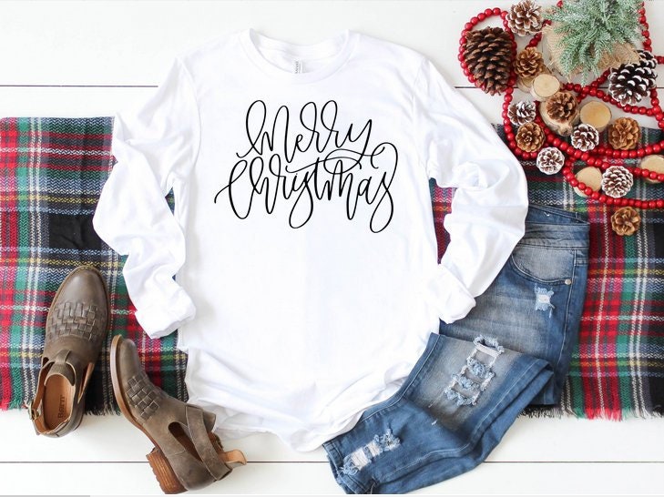 Merry Christmas Shirt / Long Sleeve Shirt / Winter Shirt / | Etsy