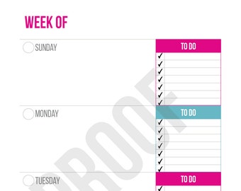 Weekly Planner on Two Pages - Planner Pages - Pick Your Pages - Combine to Customize Your Dream Planner - Printable PDF Instant Download