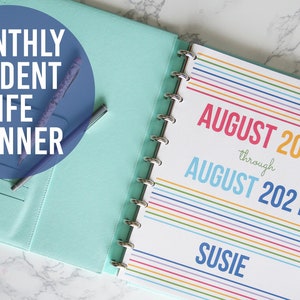 August 2020 to August 2021 Student Intentional Life Planner Monthly Student Planner Letter Size Printable PDF Instant Download image 1