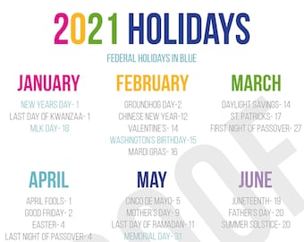2021 Holidays - Planner Pages - Pick Your Pages - Combine to Customize Your Dream Planner - Printable PDF Instant Download -
