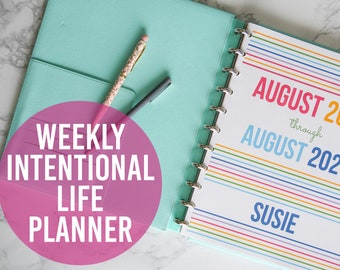 August 2020 to August 2021 Intentional Life Planner - Weekly Planner - Letter Size - Printable PDF - Digital Download - Editable PDF