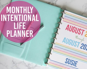 August 2020 to August 2021 Intentional Life Planner - Monthly Planner - Letter Size - Printable PDF - Instant Download