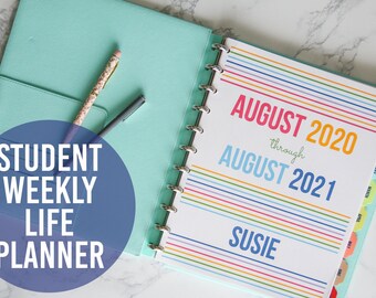 August 2020 to August 2021 Student Intentional Life Planner - Weekly Planner - Letter Size - Printable PDF - Digital Download - Editable PDF