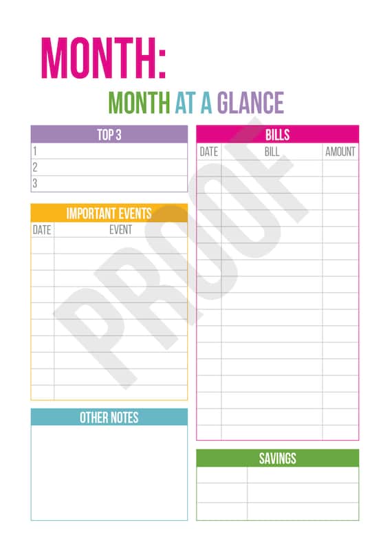 month at a glance planner pages pick your pages combine etsy