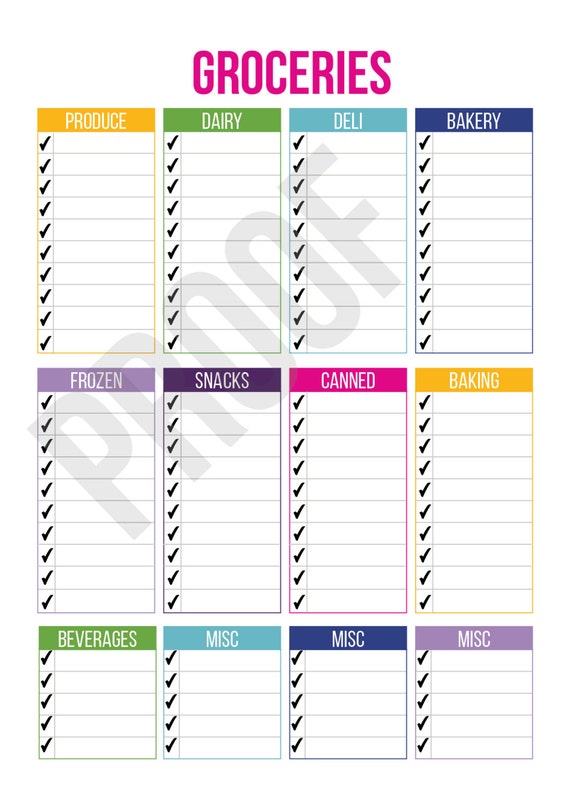 organized grocery list planner pages pick your pages etsy