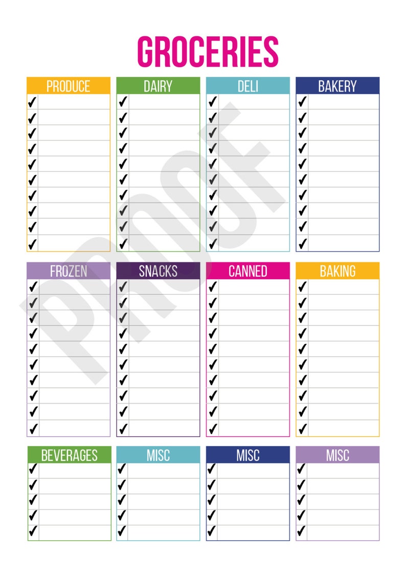 organized grocery list planner pages pick your pages etsy