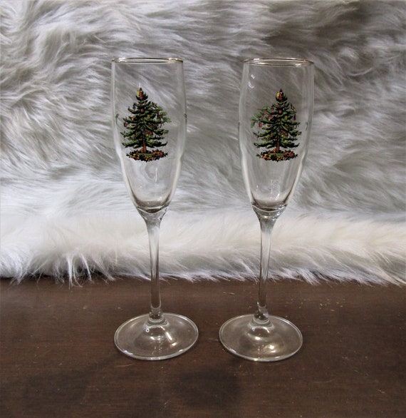 spode christmas tree champagne flutes